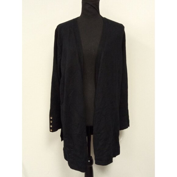Charter Club Womens Shawl Collar Mixed Stitch Sweater Black Petite Small main image 0